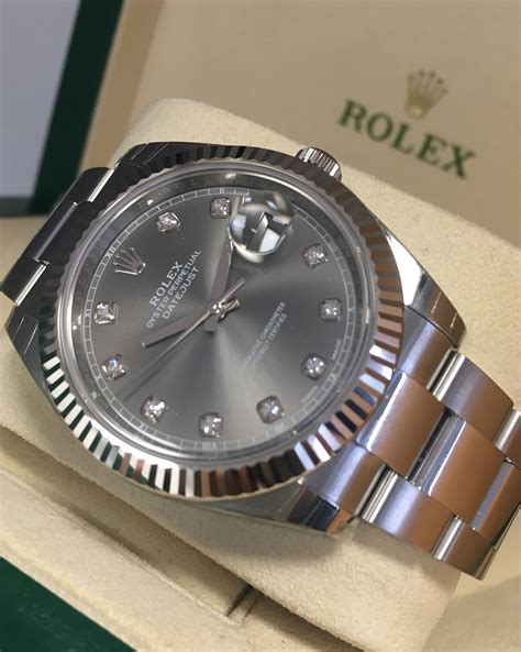 rolex datejust 41 dark rhodium diamond|Rolex Datejust 41 price uk.